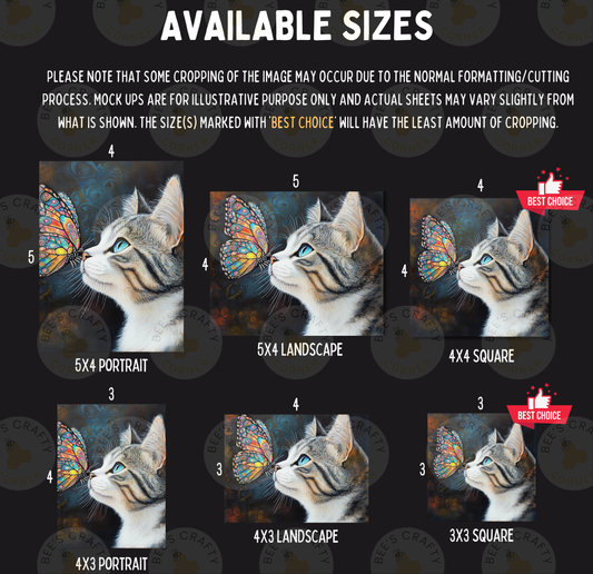 a picture of a cat's face with a butterfly on it's head