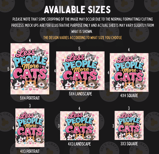 a collection of six different sizes of cat-themed designs, including a collage of images and a portrait of cats.
