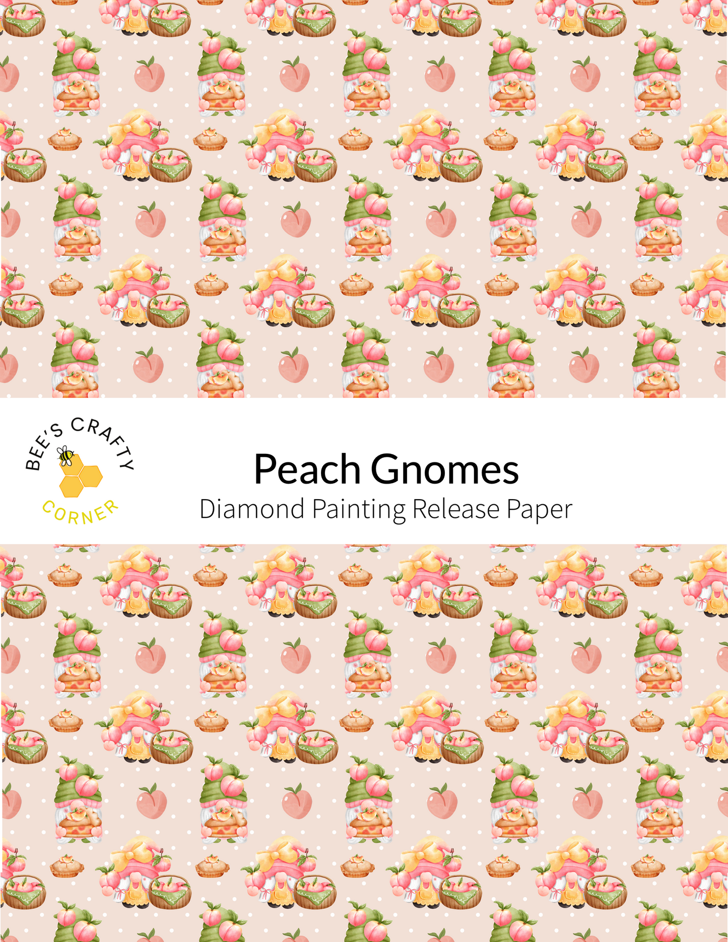 Peach Gnomes - Reusable Patterned Diamond Painting Release Paper