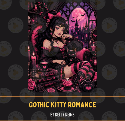 Gothic Kitty Romance by ©Kelly Reins - Licensed Diamond Painting Release Paper