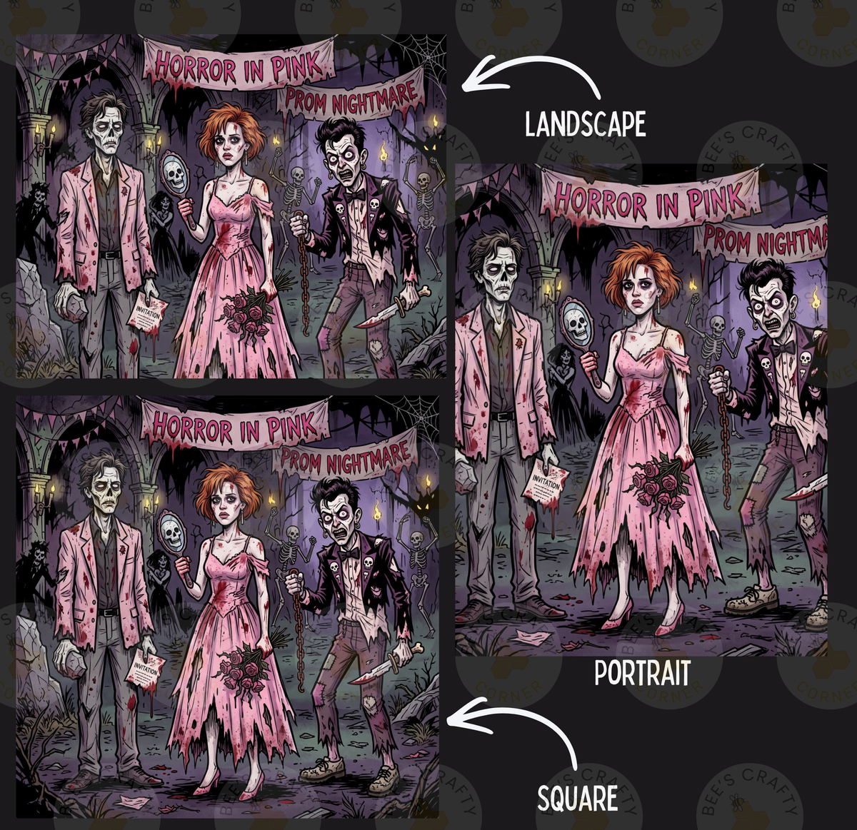 Horror in Pink by ©Kristin Schwenke Block Licensed Release Papers - Reusable Diamond Painting Release Paper