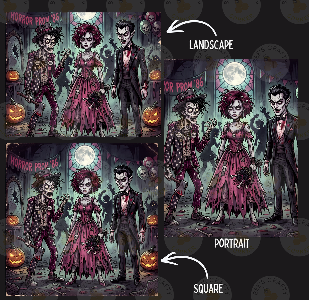 Horror Prom '86 by ©Kristin Schwenke Block Licensed Release Papers - Reusable Diamond Painting Release Paper