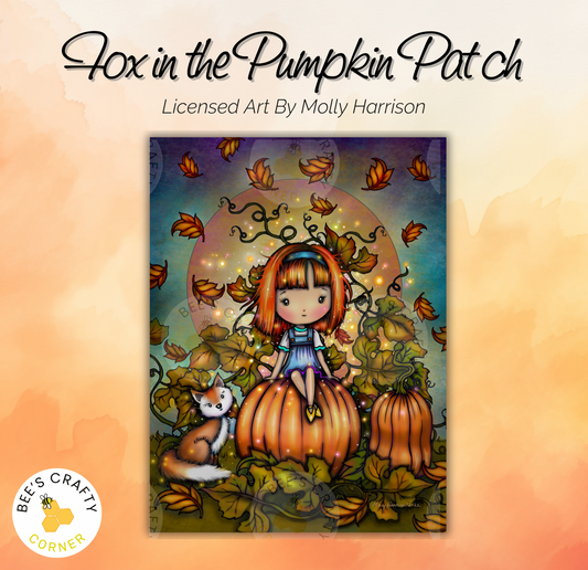 Fox In The Pumpkin Patch by Molly Harrison - Licensed Diamond Painting Release Paper