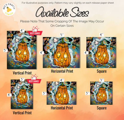 Little Ghost And Giant Pumpkin by Molly Harrison - Licensed Diamond Painting Release Paper