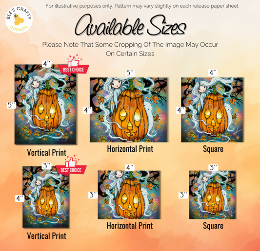 Little Ghost And Giant Pumpkin by ©Molly Harrison - Licensed Diamond Painting Release Paper
