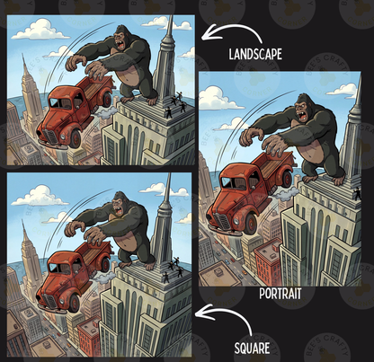 King Kong by ©Kristin Schwenke Block Licensed Release Papers - Reusable Diamond Painting Release Paper