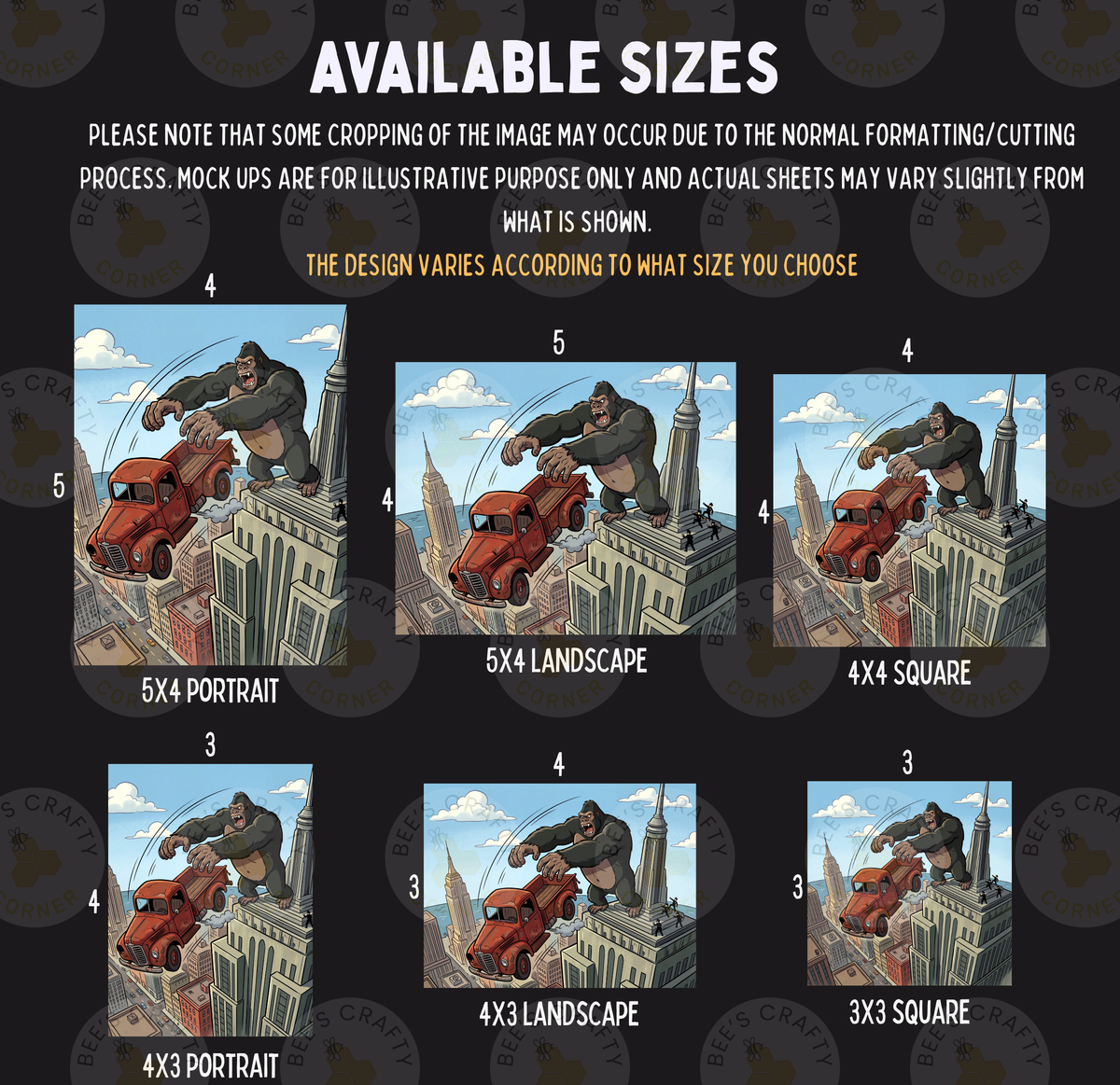 King Kong by ©Kristin Schwenke Block Licensed Release Papers - Reusable Diamond Painting Release Paper