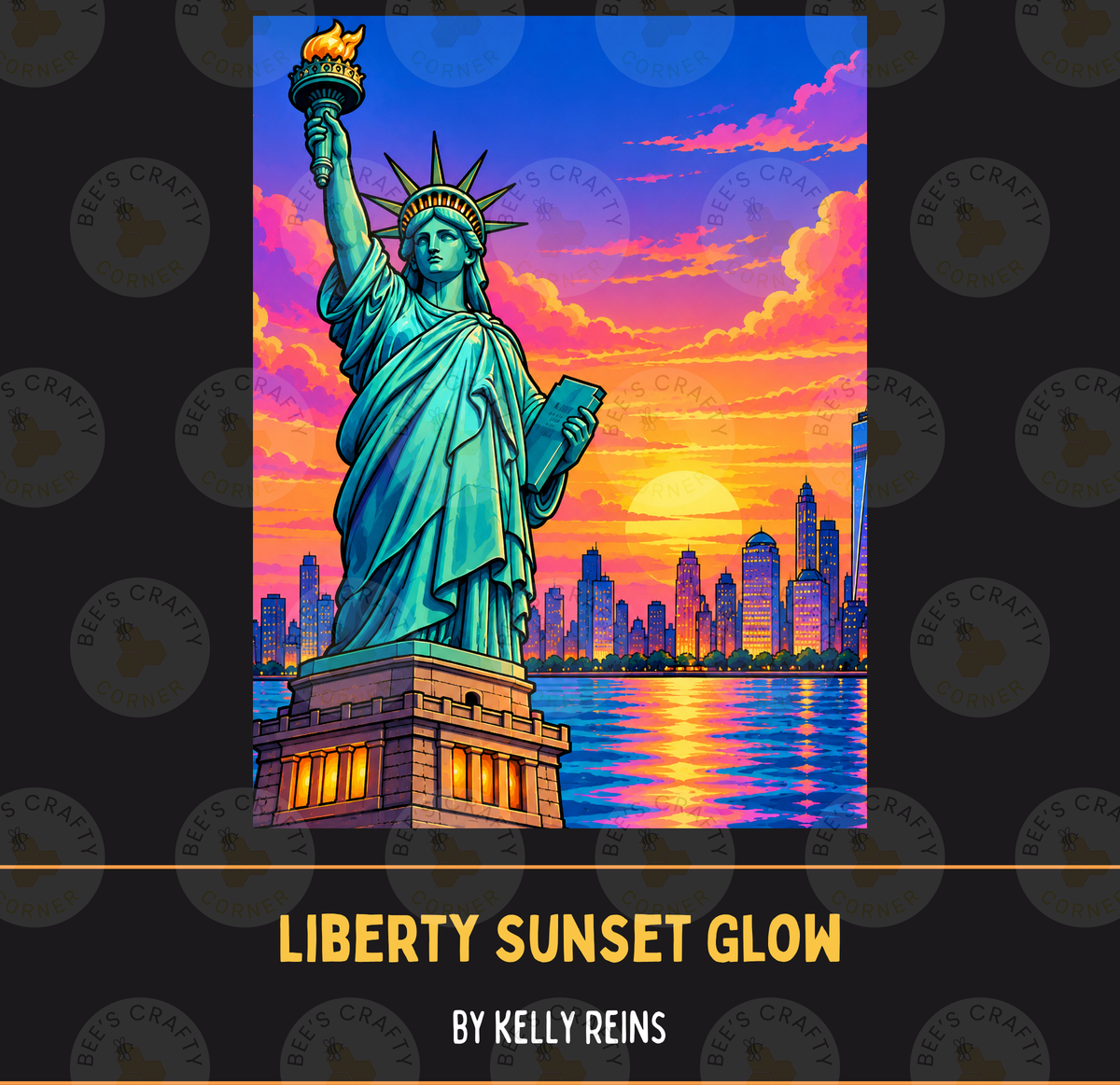 Liberty Sunset Glow by ©Kelly Reins - Licensed Diamond Painting Release Paper