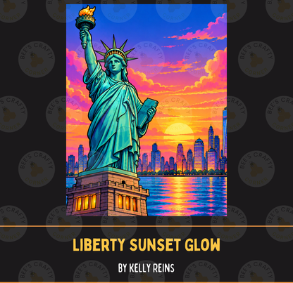 Liberty Sunset Glow by ©Kelly Reins - Licensed Diamond Painting Release Paper