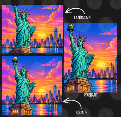 Liberty Sunset Glow by ©Kelly Reins - Licensed Diamond Painting Release Paper