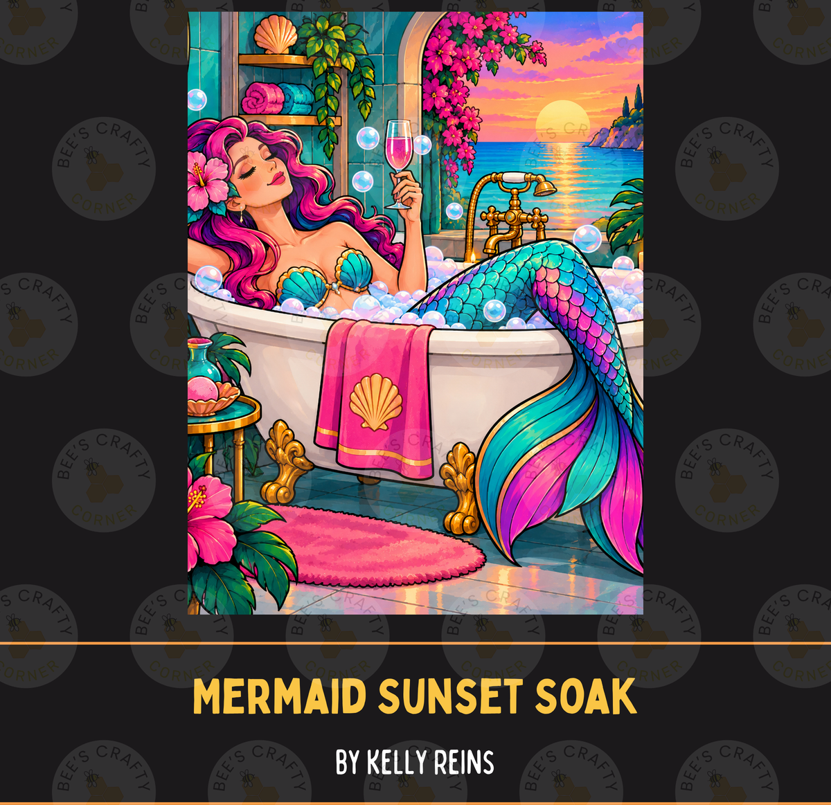 Mermaid Sunset Soak by ©Kelly Reins - Licensed Diamond Painting Release Paper