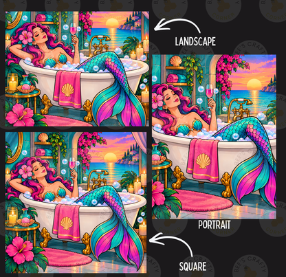 Mermaid Sunset Soak by ©Kelly Reins - Licensed Diamond Painting Release Paper