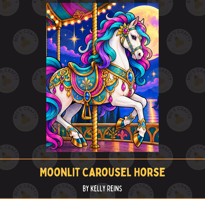 Moonlit Carousel Horse by ©Kelly Reins - Licensed Diamond Painting Release Paper