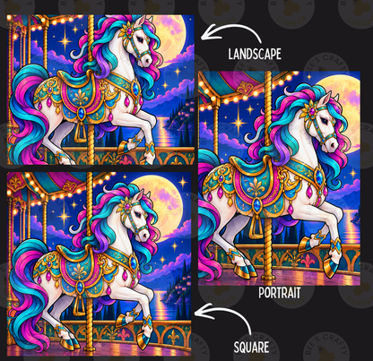 Moonlit Carousel Horse by ©Kelly Reins - Licensed Diamond Painting Release Paper