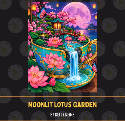 Moonlit Lotus Garden by ©Kelly Reins - Licensed Diamond Painting Release Paper