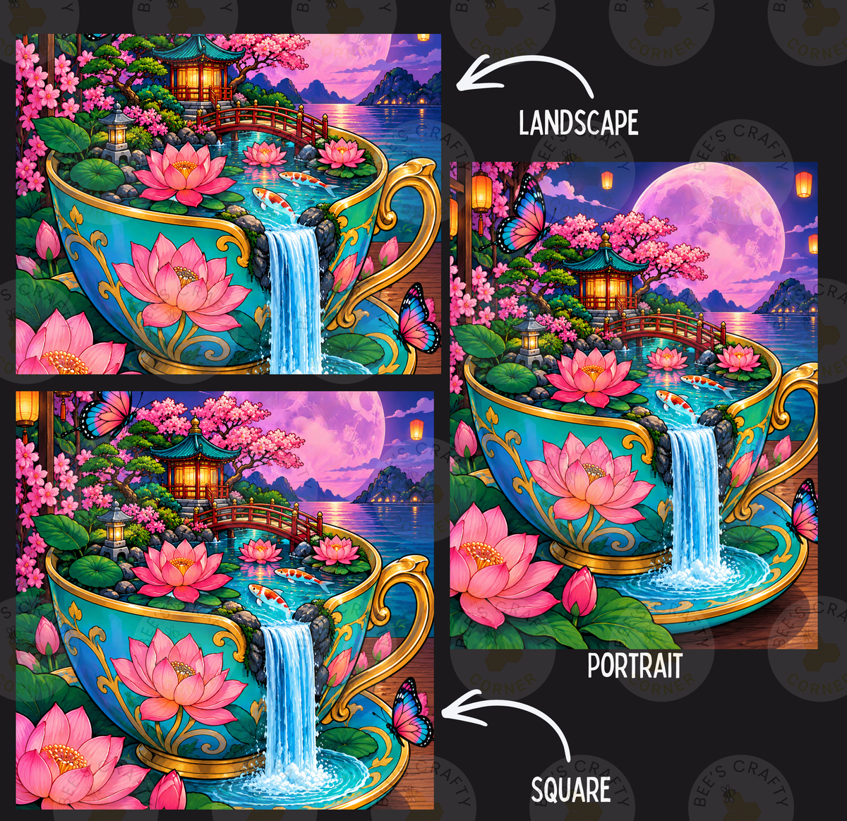 Moonlit Lotus Garden by ©Kelly Reins - Licensed Diamond Painting Release Paper