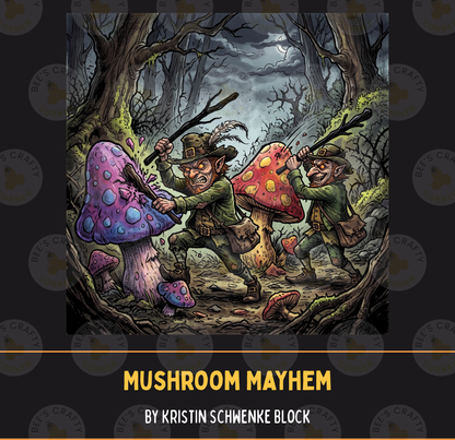 Mushroom Mayhem by ©Kristin Schwenke Block Licensed Release Papers - Reusable Diamond Painting Release Paper