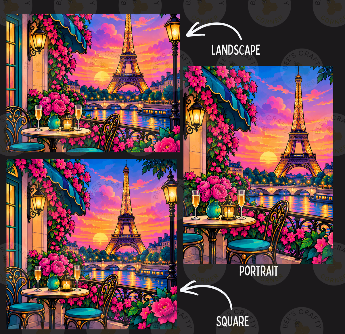 Paris Sunset Romance by ©Kelly Reins - Licensed Diamond Painting Release Paper
