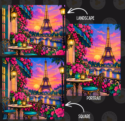 Paris Sunset Romance by ©Kelly Reins - Licensed Diamond Painting Release Paper