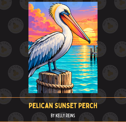 Pelican Sunset Perch by ©Kelly Reins - Licensed Diamond Painting Release Paper