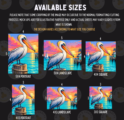 Pelican Sunset Perch by ©Kelly Reins - Licensed Diamond Painting Release Paper