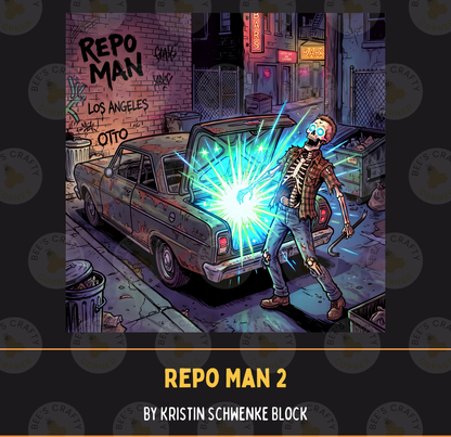 Repo Man 2 by ©Kristin Schwenke Block Licensed Release Papers - Reusable Diamond Painting Release Paper