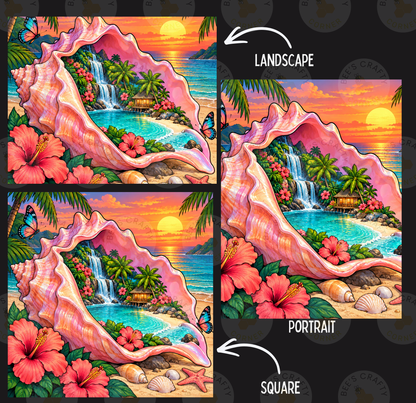 Seashell Island Escape by ©Kelly Reins - Licensed Diamond Painting Release Paper