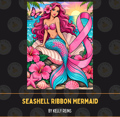 Seashell Ribbon Mermaid by ©Kelly Reins - Licensed Diamond Painting Release Paper