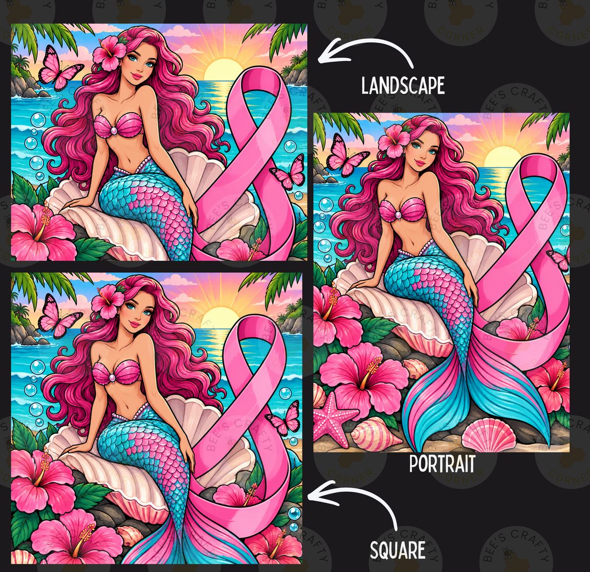 Seashell Ribbon Mermaid by ©Kelly Reins - Licensed Diamond Painting Release Paper