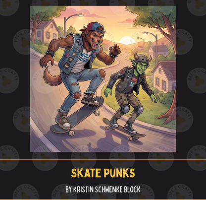 Skate Punks by ©Kristin Schwenke Block Licensed Release Papers - Reusable Diamond Painting Release Paper