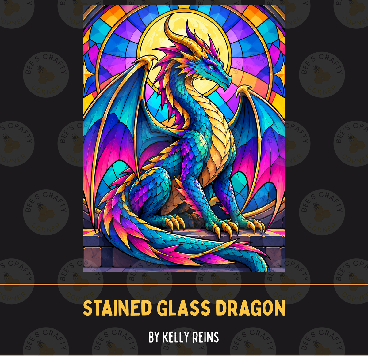 Stained Glass Dragon by ©Kelly Reins - Licensed Diamond Painting Release Paper