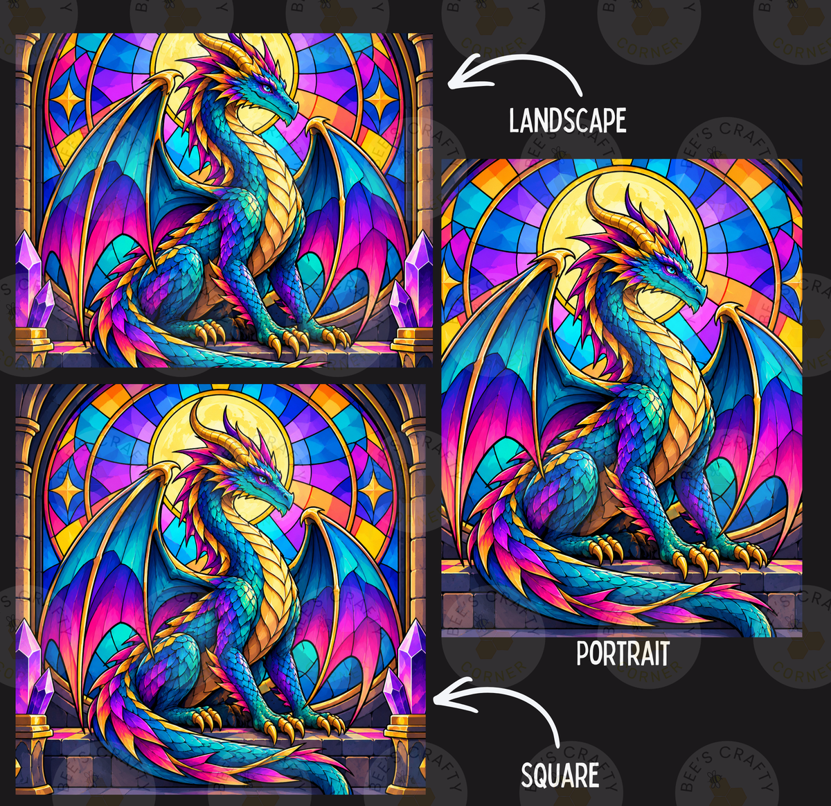 Stained Glass Dragon by ©Kelly Reins - Licensed Diamond Painting Release Paper