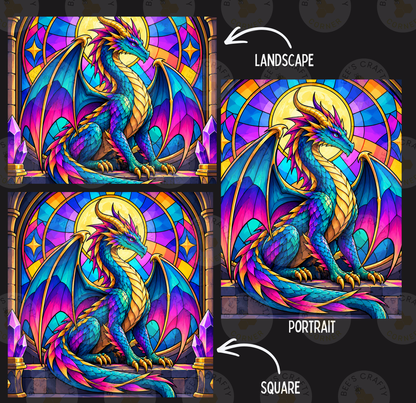 Stained Glass Dragon by ©Kelly Reins - Licensed Diamond Painting Release Paper