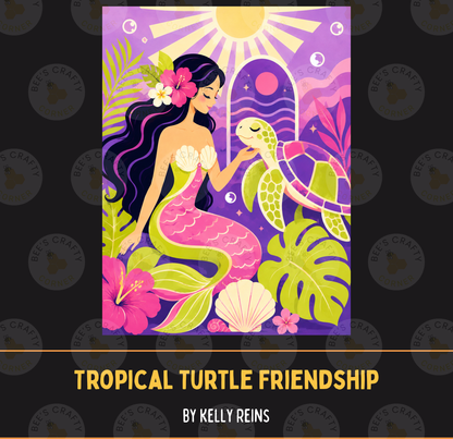 Tropical Turtle Friendship by ©Kelly Reins - Licensed Diamond Painting Release Paper