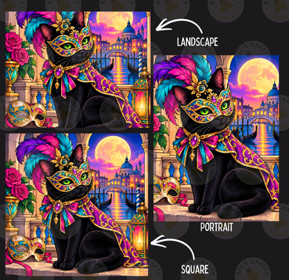 Venetian Masquerade Cat by ©Kelly Reins - Licensed Diamond Painting Release Paper