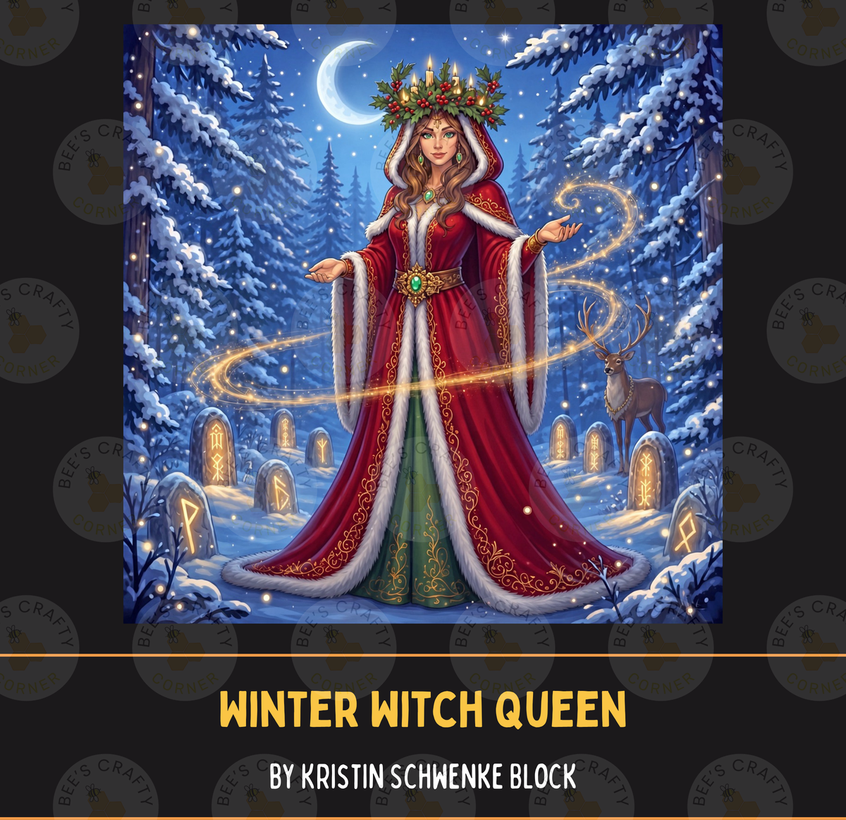 Winter Witch Queen by ©Kristin Schwenke Block Licensed Release Papers - Reusable Diamond Painting Release Paper