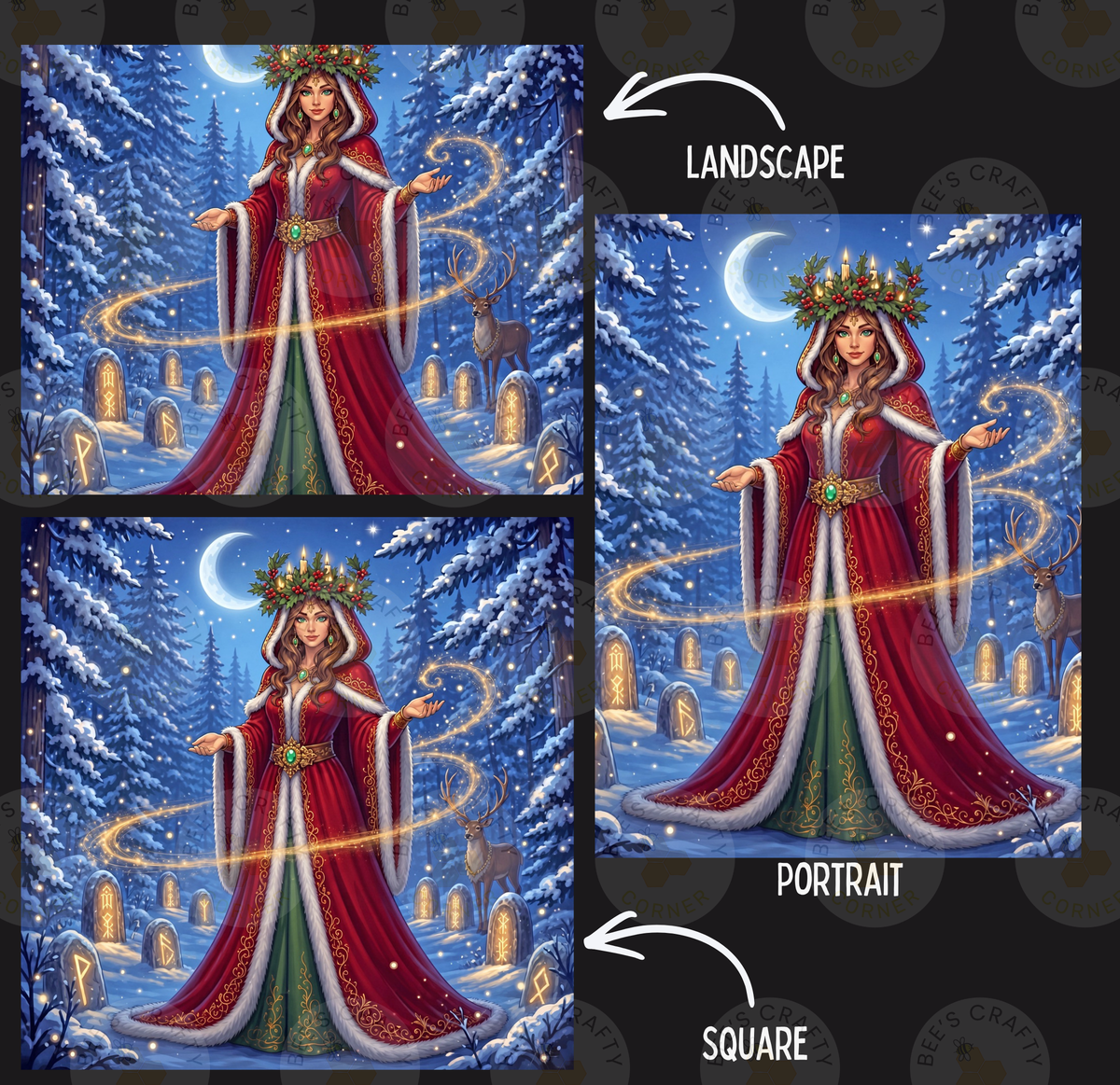 Winter Witch Queen by ©Kristin Schwenke Block Licensed Release Papers - Reusable Diamond Painting Release Paper