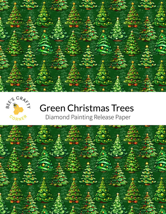 Green Christmas Trees - Reusable Patterned Diamond Painting Release Paper