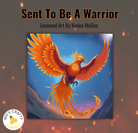 The image is a vibrant illustration of a phoenix, a mythical bird-like creature, soaring through a starry night sky.