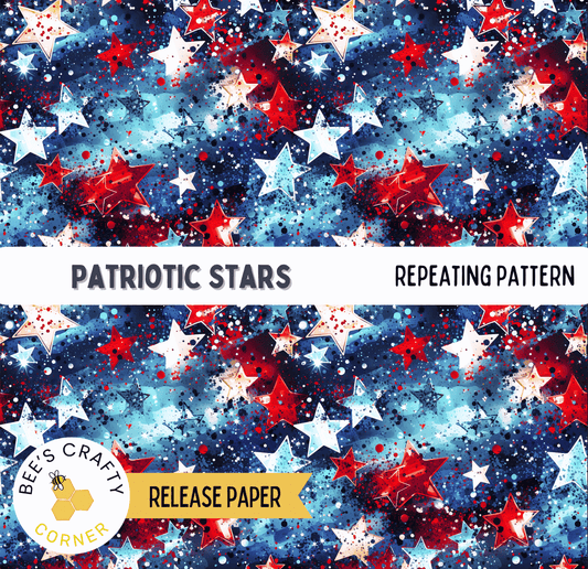 The image is a repeating pattern of patriotic stars in red, white, and blue colors, creating a vibrant and patriotic design.