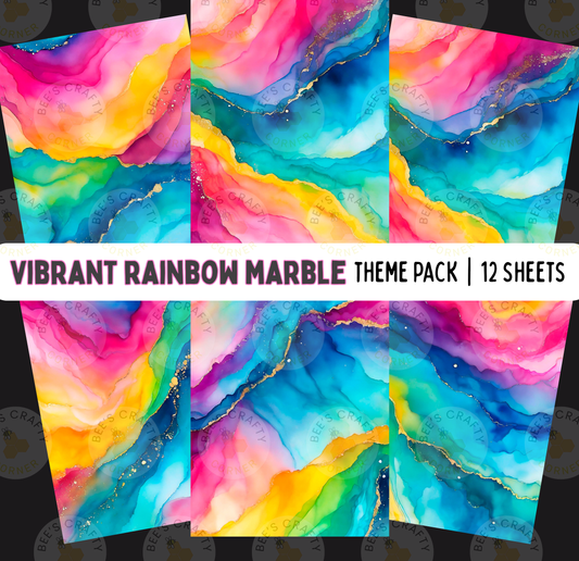The image is a vibrant and colorful abstract background with a rainbow-like pattern, featuring a variety of hues and textures.