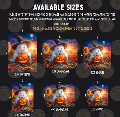 a collection of Halloween-themed images, including a ghost, a pumpkin, and a witch. The images are available in various sizes, ranging from 4x3 to 5x5, and are designed to fit different preferences and needs.