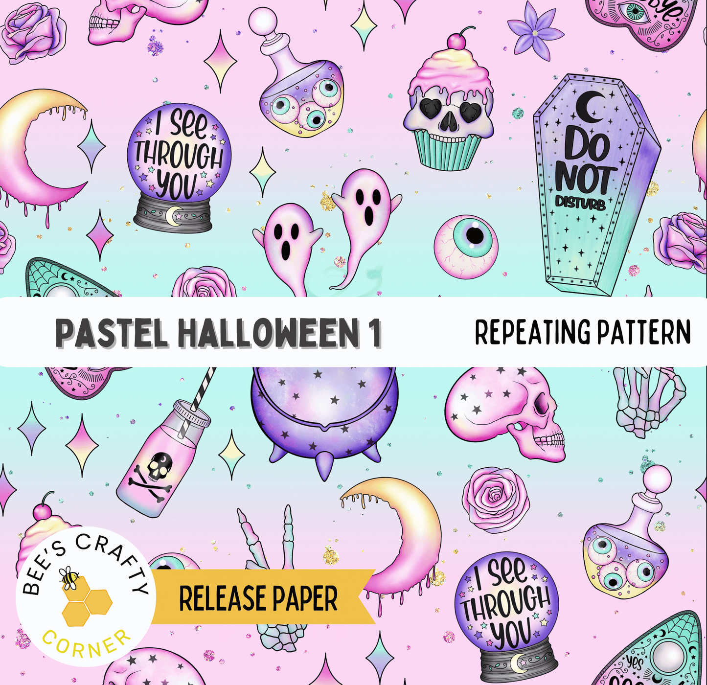 a bunch of different items that are on a pink and blue background