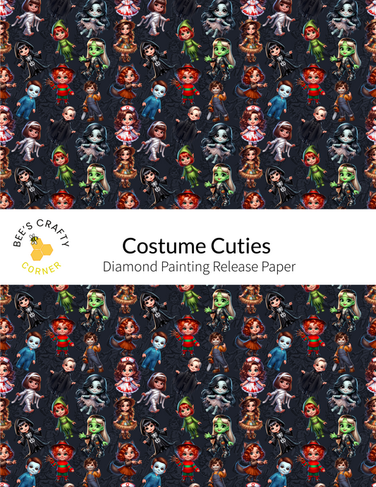 The image is a repeating pattern of various cartoon-style characters, including both humans and animals, arranged in a grid-like layout against a dark background. The characters appear to be in different poses and expressions, creating a dynamic and visually engaging design.
