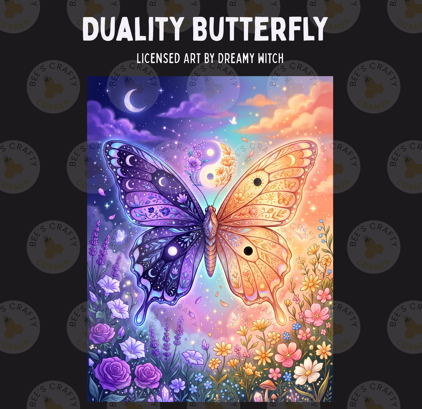 The image is a vibrant and colorful illustration of a butterfly, with intricate details and patterns that make it visually striking. The butterfly is surrounded by a lush garden filled with flowers and plants, creating a serene and peaceful atmosphere. The overall composition and use of color make the image an eye-catching and captivating piece of art.