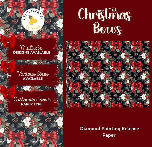Christmas Bows - Reusable Patterned Diamond Painting Release Paper