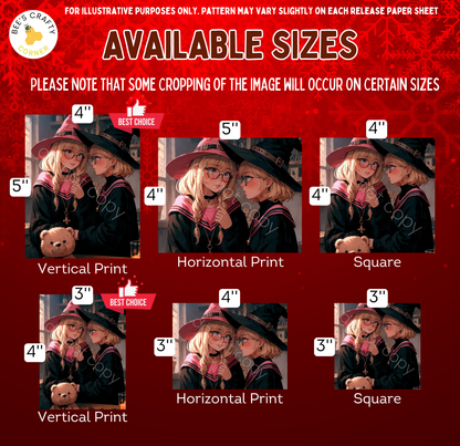 The image is a collage of six images featuring two girls wearing witch hats and glasses, with varying sizes and orientations.