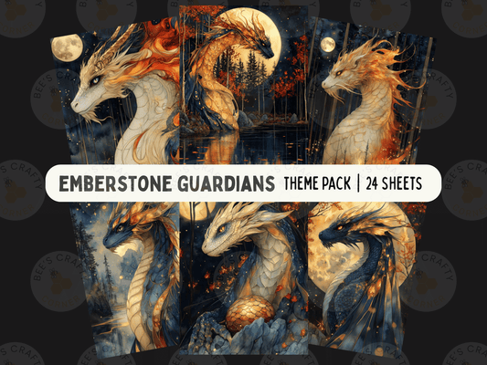 The image is a theme pack of 24 dragon-themed artworks, featuring various dragon illustrations in different poses and settings.