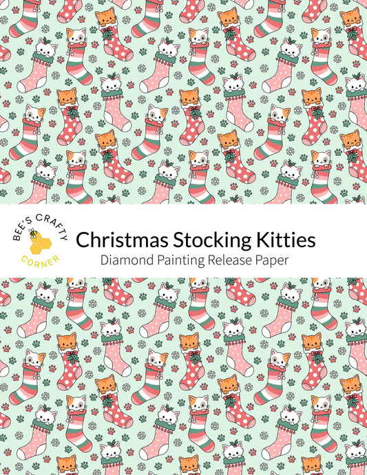 Christmas Stocking Kitties - Reusable Patterned Diamond Painting Release Paper