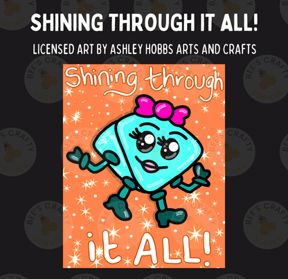 The image is a vibrant and cheerful illustration featuring a smiling blue character with a pink bow, surrounded by a starry background.
